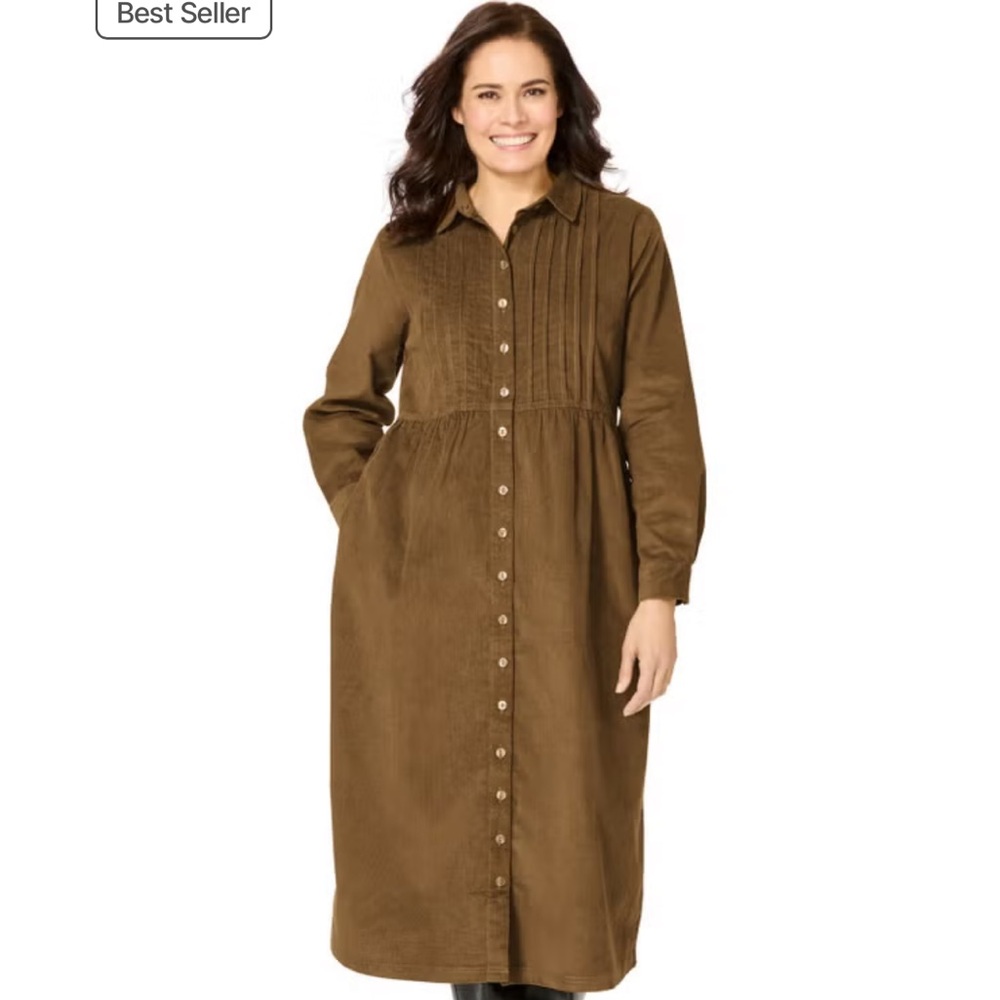 Toffee Corduroy Button-Up Women's Dress Size 1X